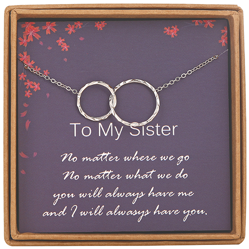 Sister Gifts for Her, Interlocking Infinity 2 Circles