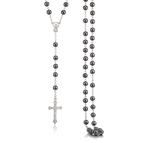 Black Rosary Beads Necklace