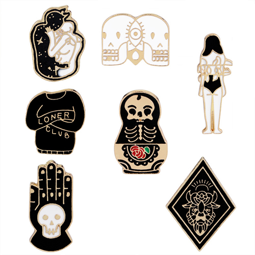 JLJ Enamel Pin Set Punk Cute Brooches Party Vampire Skull Witch